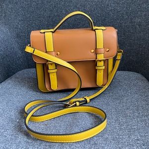 ModCloth satchel bag in brown/yellow